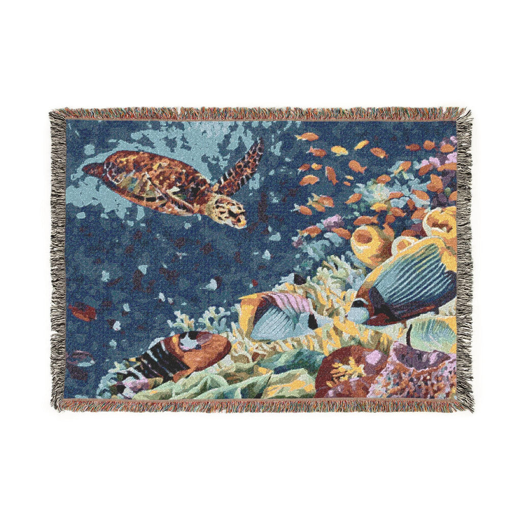 Ocean Tapestry Cotton Woven Blanket